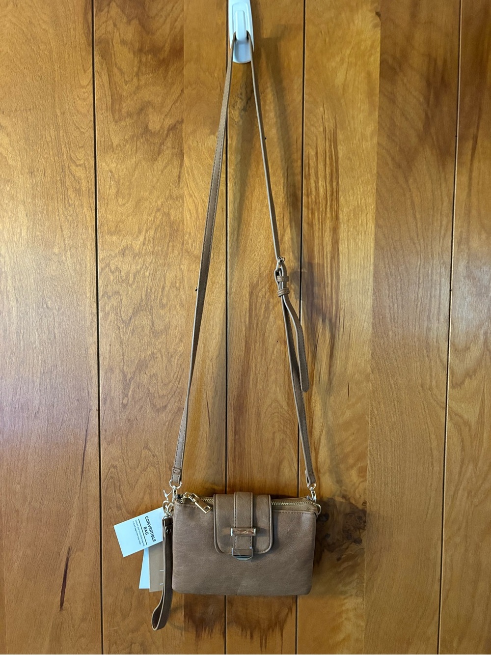 Miztique Tan Crossbody Wallet Bag with Adjustable Strap